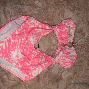 Floral one piece cut out swimsuit